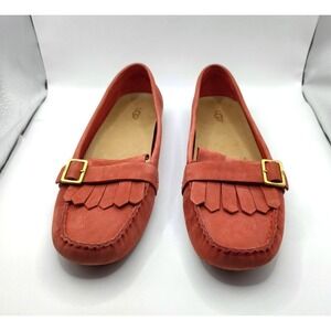 UGG Dempsey Red Driving Loafers Leather Suede Women's Size 8.5 Moccasins